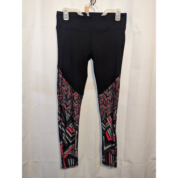 Fabletics Leggings Black Pink Women’s Fitted Geometric Triangles Size Medium - Picture 2 of 15